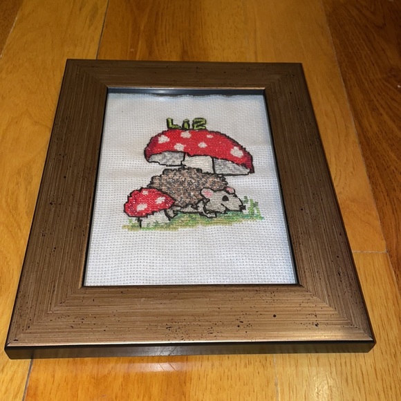 Other - Cross Stitched Hedgehog with Mushrooms
